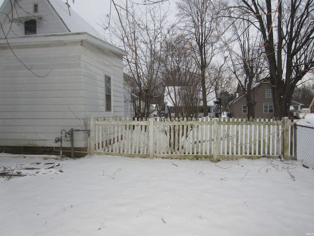 view of snow covered patio