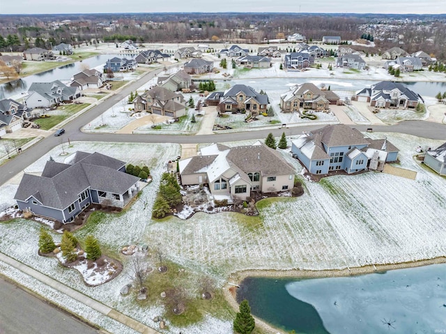 bird's eye view featuring a water view