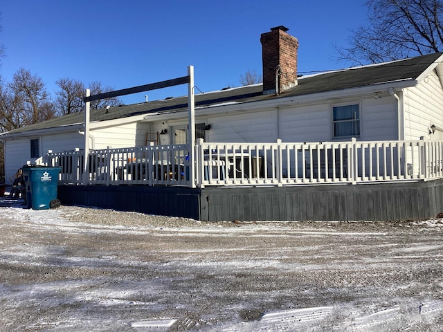 view of snow covered property