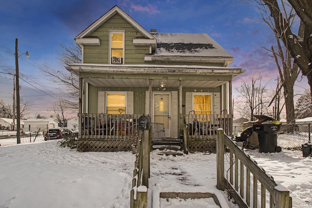 view of front of home featuring covered porch