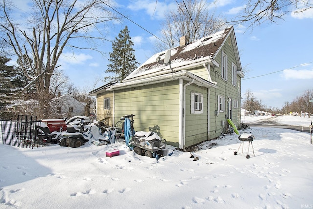 view of snow covered exterior