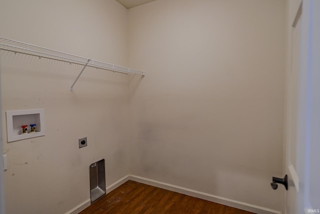 clothes washing area featuring hookup for a washing machine, dark hardwood / wood-style flooring, and electric dryer hookup