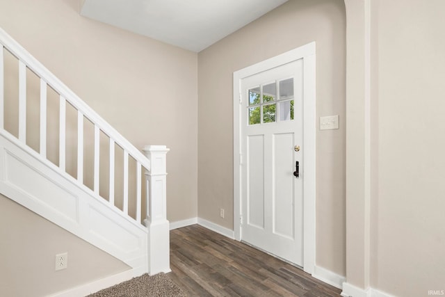 foyer featuring dark hardwood / wood-style floors