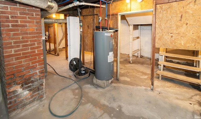 basement with water heater