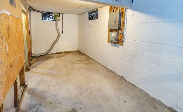 basement with electric panel