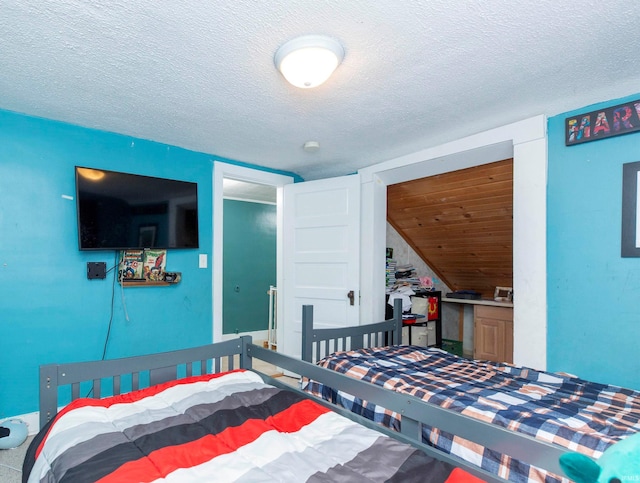 bedroom with a textured ceiling