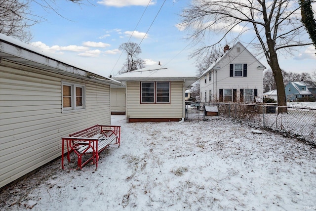 view of snow covered property