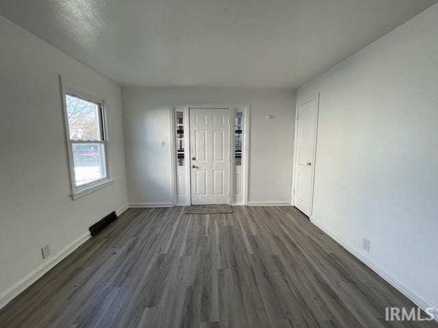 entryway with dark wood-type flooring