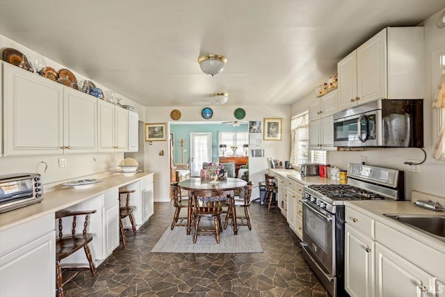 kitchen with white cabinets, stainless steel appliances, and sink