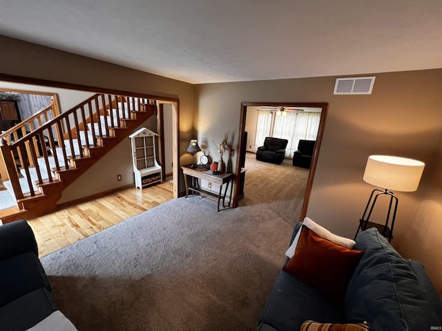 living room featuring light wood-type flooring