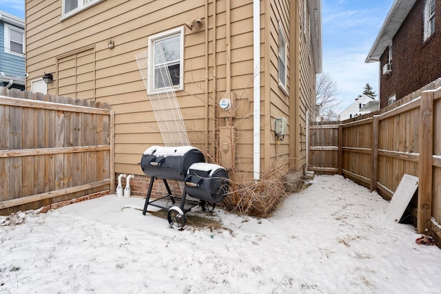 view of snow covered exterior