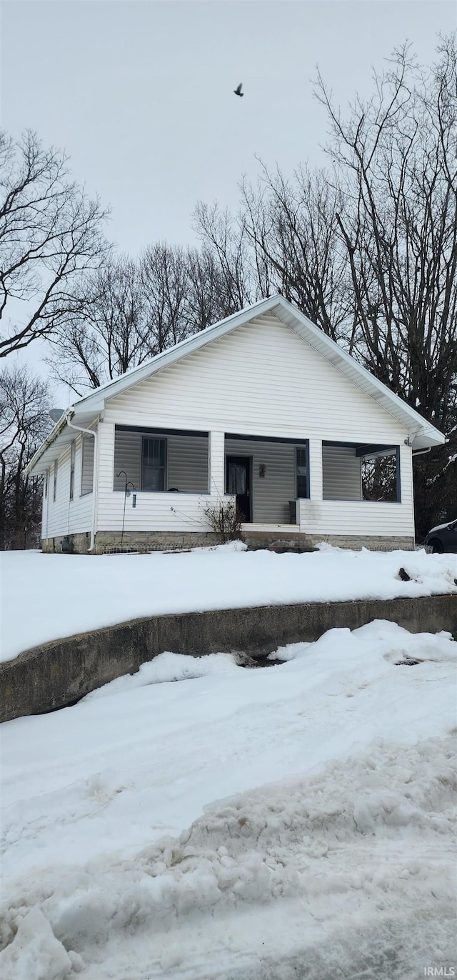 view of snow covered exterior