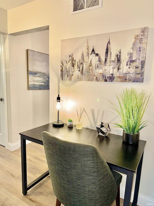 interior space with hardwood / wood-style floors