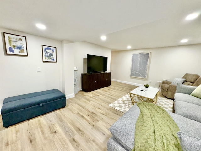 living room featuring light hardwood / wood-style flooring