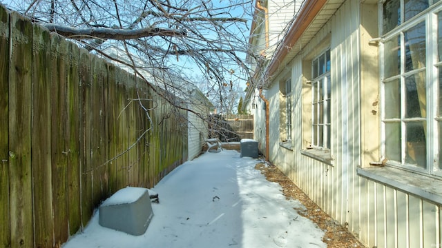 view of snowy exterior