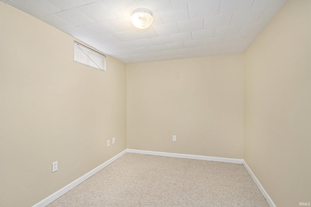 basement with carpet floors