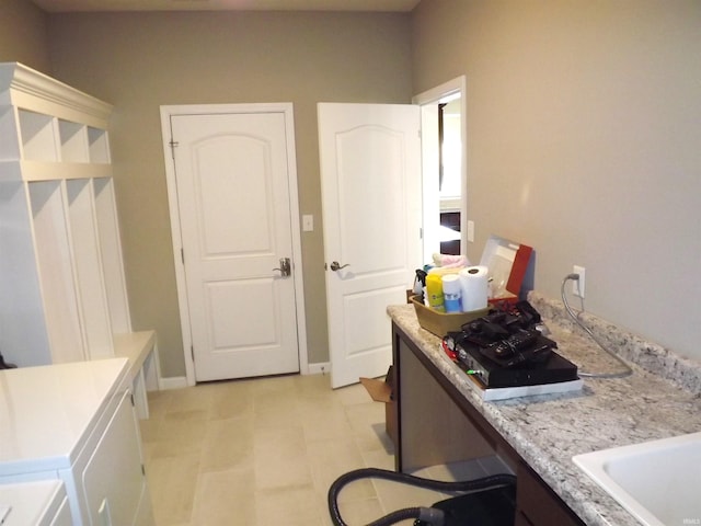 interior space with washing machine and dryer