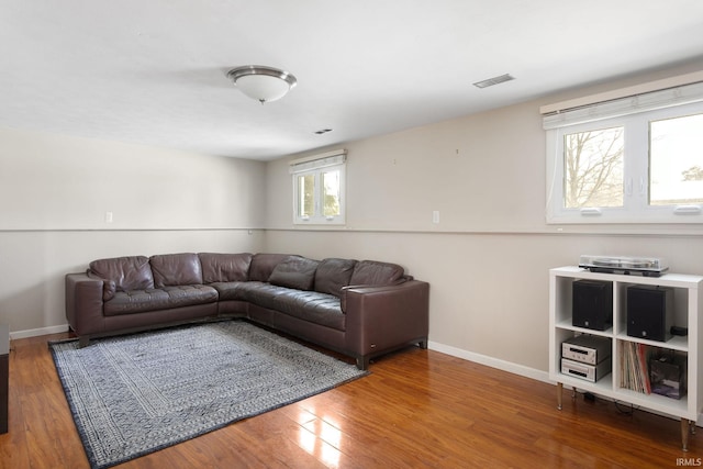 living room featuring hardwood / wood-style flooring