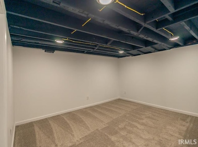 basement with carpet