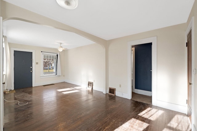 interior space with hardwood / wood-style flooring and ceiling fan