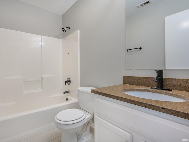 full bathroom with vanity, toilet, and tub / shower combination