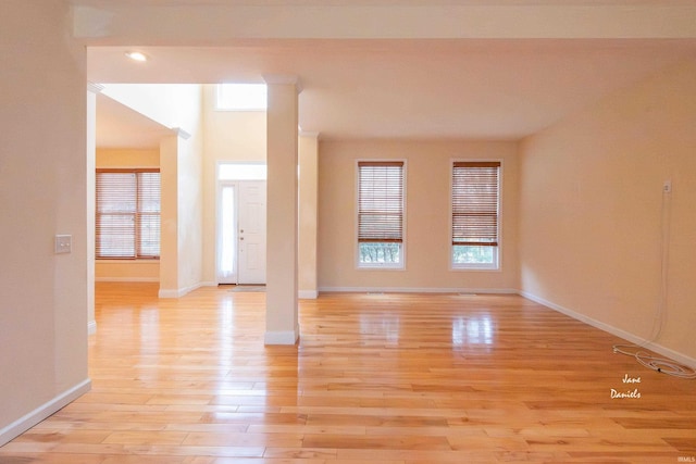 empty room featuring light wood-type flooring and a wealth of natural light