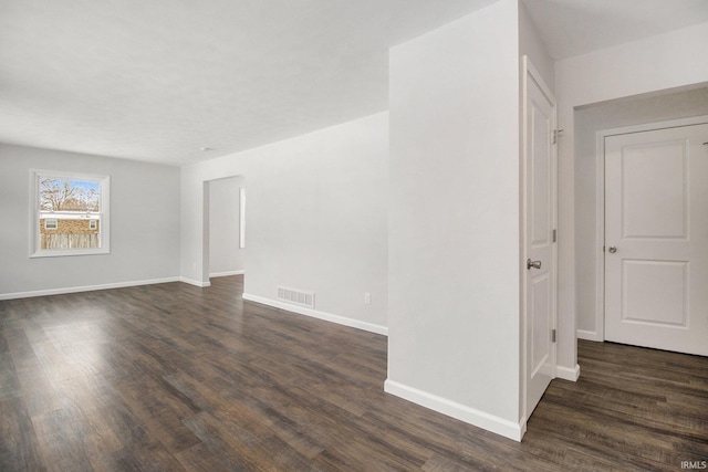 empty room featuring dark hardwood / wood-style floors