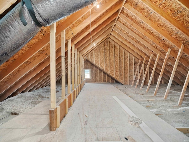 view of unfinished attic