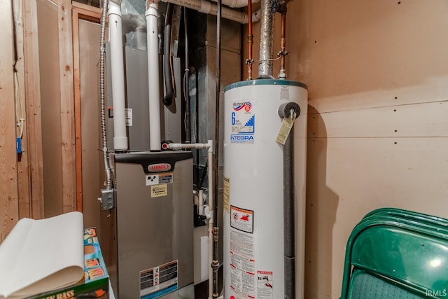 utility room with gas water heater