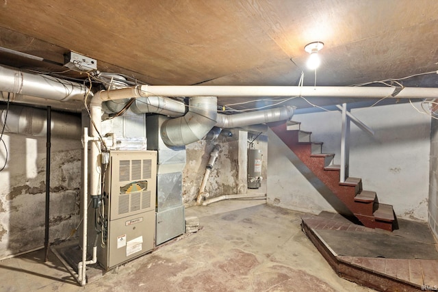 basement featuring gas water heater