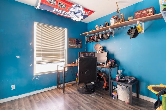 office area with wood-type flooring