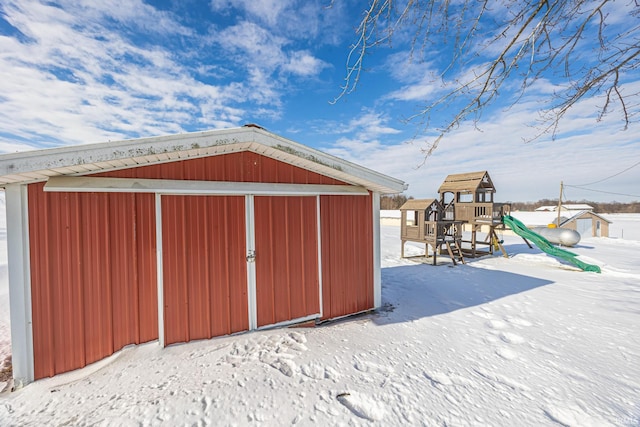 view of snow covered structure