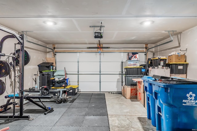 garage with a garage door opener