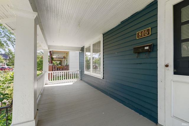 wooden deck with covered porch