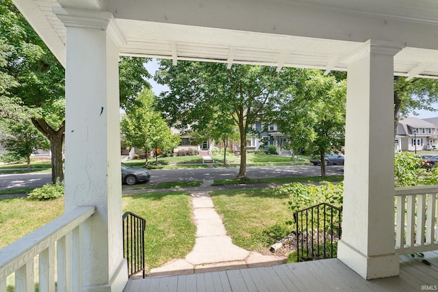 view of yard featuring a porch