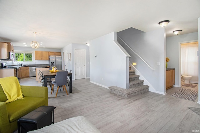 living room featuring light hardwood / wood-style floors