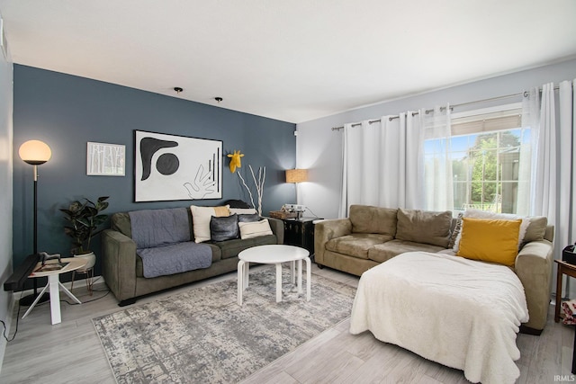 living room with light wood-type flooring