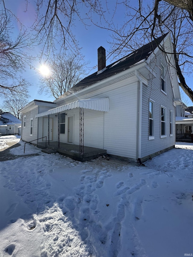 view of snow covered exterior