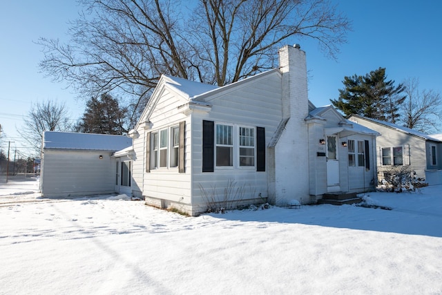 view of snow covered property