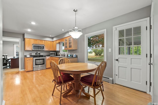 dining room with a healthy amount of sunlight and light wood-type flooring