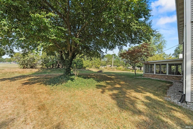 view of yard with a sunroom