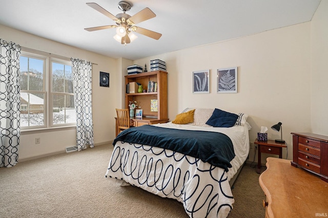 bedroom with carpet floors and ceiling fan