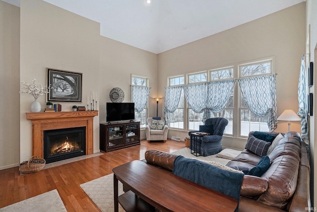 living room with light hardwood / wood-style floors