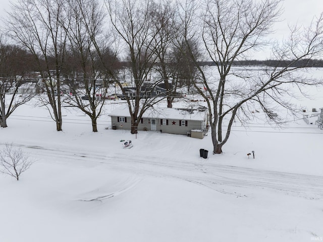 view of yard covered in snow