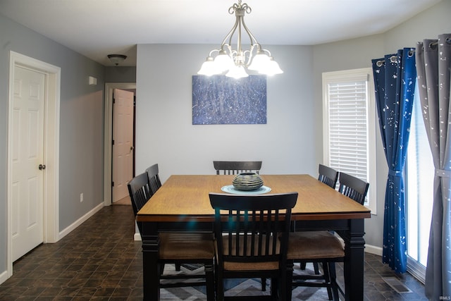 dining room with an inviting chandelier