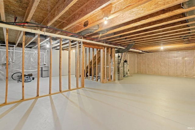 basement with water heater