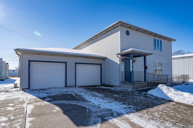 view of front property with a garage