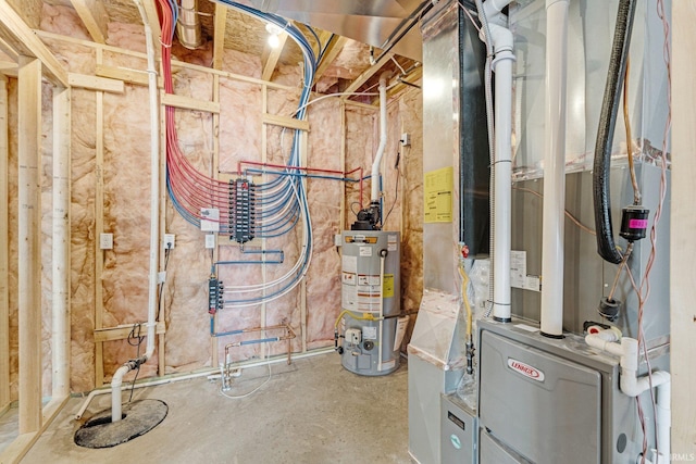 utility room with water heater