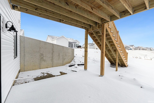 view of snow covered patio