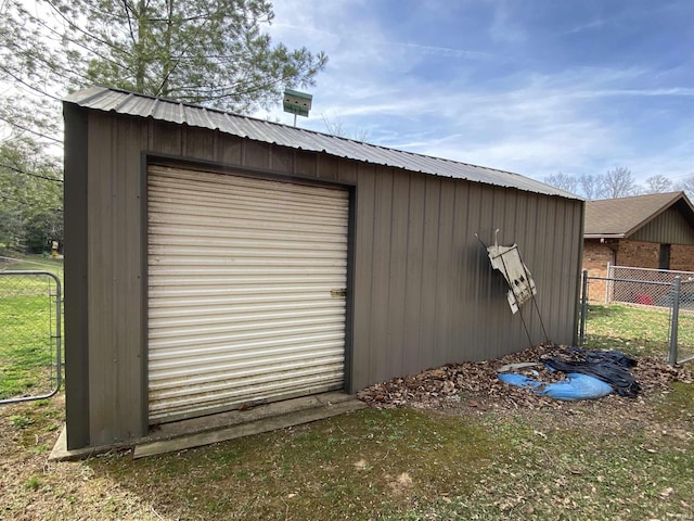 view of outbuilding with a garage